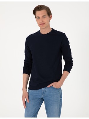 Pierre Cardin Erkek Lacivert 2 Iplik Regular Fit Bisiklet Yaka Basic Sweatshirt 50314054-VR033