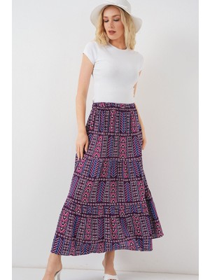Hiccup Kadın BDART Desenli Maxi Etek Ametist Mor