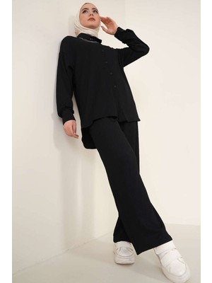 Hiccup Kadın BDART Oversized Gömlek & Pantolon Takım Siyah
