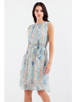 Hiccup Kadın BDART Kemerli ve Fiyonk Detaylı Mini Elbise Maya Mavisi