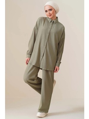Hiccup Kadın BDART Oversized Gömlek & Pantolon Takım Adaçayı Yeşili