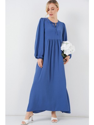 Hiccup Kadınlar BDART Düğmeli Tekstil Desenli Max Dress Fas Mavisi