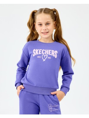 Skechers G Lw Fleece Crewneck Sweatshirt Büyük Kız Çocuk Mor Sweatshirt SK2520080-3996