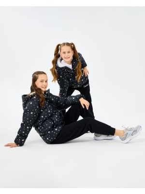 Skechers G Puffer Jacket Büyük Kız Çocuk Siyah Mont SK2520052-1602 Kapüşonlu Modern Tasarım