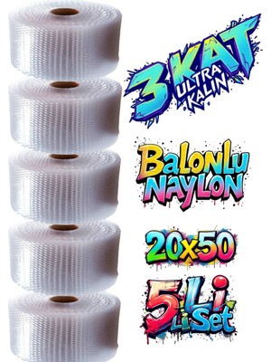 Hbnc 20 cm x 50 Metre Balonlu Naylon Patpat Eşya Koruma Naylonu 5 Li Set