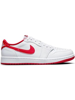 Nike Air Jordan 1 Retro Low Og Leather Unisex Sneaker Hakiki Deri Unisex Günlük Spor Ayakkabı Beyaz Kırmızı