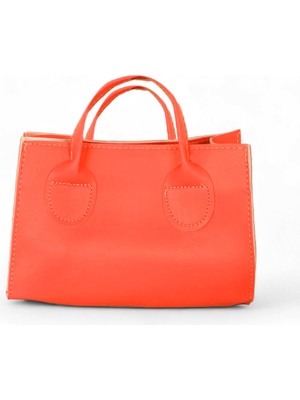 Kadın Oranj Mini Boy Suni Deri Askılı El ve Omuz Çantası