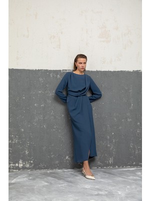 Drapeli Uzun Elbise 26W40816