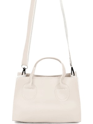 Kadın Beyaz Mini Boy Suni Deri Askılı El ve Omuz Çantası