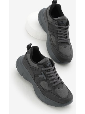 Tonny Black Unisex Füme Spor Ayakkabı Nefes Alabilen Kumaş Düz Taban Konforlu Tasarım