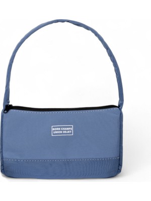 Kadın Kot Mavi Önü Yazılı Baget El ve Omuz Çantası