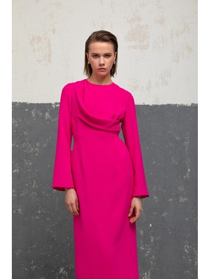 Drapeli Midi Elbise 26W40829