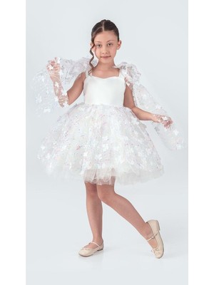 Çiçek Brode Desen Imeros Kız Abiye M00736