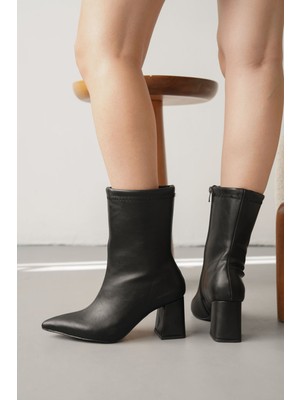 Kadın Joster Topuklu Bot - Siyah-Deri