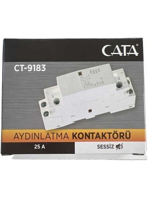 CATA CT-9183 Beyaz Aydınlatma Kontaktörü 25A Sessiz Modüler Yapı ile Düşük Gürültü