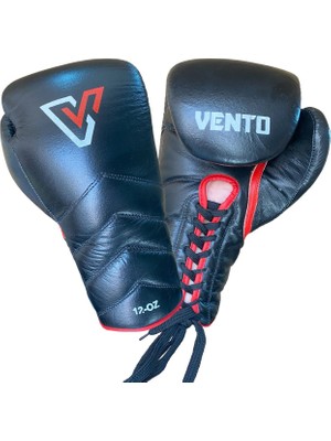 Vento Reaper Bağcıklı Hakiki Deri Boks ve Kick Boks Eldiveni Siyah