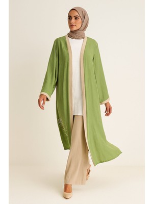 42877 Içi Bluz Sıfır Kol Üst Kimono Yankarın Yırtmaçlı Baskı Detayylı Pantolon Beli Lastikli Üçlü Spor Takım #02-25#
