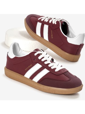 Tonny Black Unisex Bordo Termo Taban Yanı Şeritli Bağcıklı Spor Ayakkabı