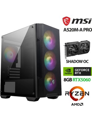 Xaser Force X2 Ryzen 5 5600 32GB Ram 1tb M.2 Nvme SSD 8gb RTX5060 Masaüstü Oyuncu Hazır Sistem