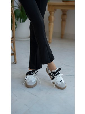 Wendel Beyaz-Siyah Hakiki Deri  Spor Ayakkabi