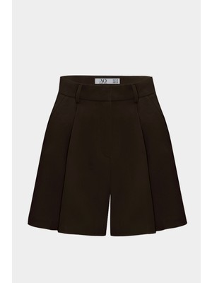 Yüksek Bel Wed Leg Cep Detaylı Midi Boy Şort