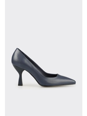 Lacivert Deri Kadın Stiletto