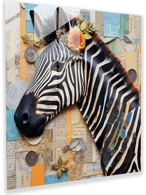 Popcas Dokulu Zebra Cam Tablo - Zebra Cam Sanatı Cam Tablo Duvar Dekorasyonu