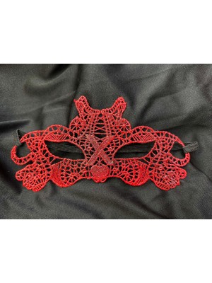 Kırmızı Dantel Masquerade Maskesi Çift Taraflı 10 No (3791)