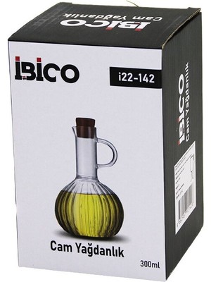 Mini Cam Yağdanlık Çizgili Desen 300ML Ahşap Bambu Mantar Tıpa (3791)