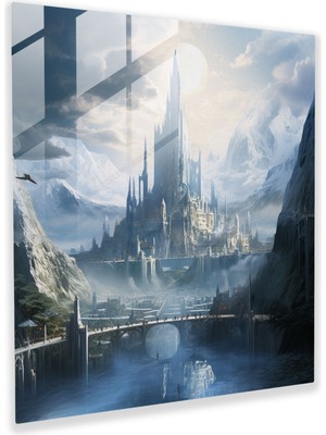 Popcas Yüzüklerin Efendisi Cam Tablo - Minas Tirith Temalı Yüzüklerin Efendisi Cam Duvar Sanatı