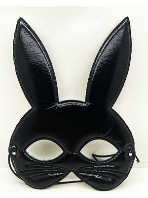 Siyah Renk Kumaş Malzemeden İmal Eva Tavşan Maskesi 19x15 cm (3791)