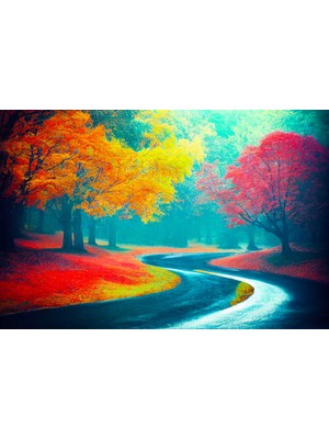 Aden Dekoratif Renkli Manzara Kanvas Tablo