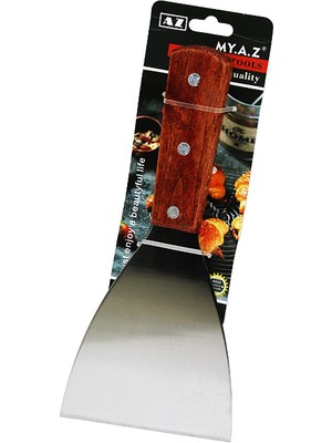 Eğik Ağızlı Metal Spatula - Ahşap Saplı (4764)