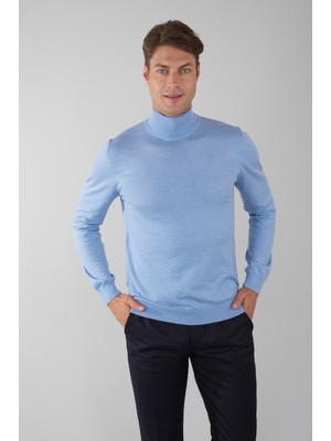 Bisse Erkek Basic Yarım Balıkçı Yaka Triko Mavi TR23KNOS23210_D35