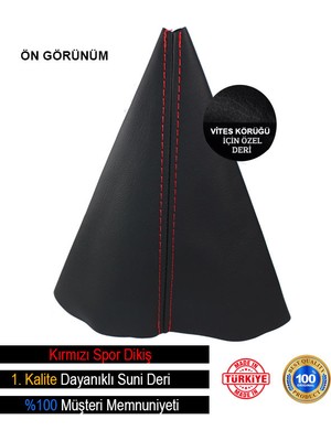 Volkswagen Polo Siyah Deri Özel Yeni Tasarım Kırmızı Spor Dikiş Vites Körüğü