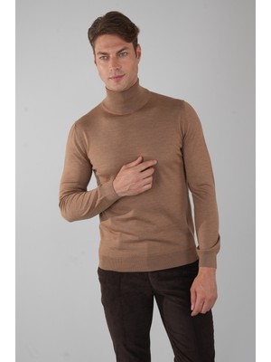 Bisse Erkek Basic Yarım Balıkçı Yaka Triko Açık-Kahve TR23KNOS23210_D10