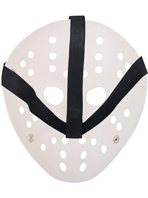 Beyaz Renk Kırmızı Çizgili Tam Yüz Hokey Jason Maskesi Hannibal Maskesi (3791)