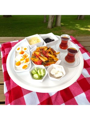 Sini Tepsi - 45 cm Büyük Boy Metal Çay Tepsisi Kahve Tepsisi Sunum Kahvaltı Tepsisi
