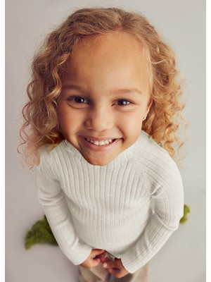 Mayoral Ekru Kız Çocuk Balıkçı Yaka Kazak 4001