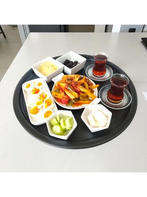 Sini Tepsi - 45 cm Büyük Boy Metal Çay Tepsisi Kahve Tepsisi Sunum Kahvaltı Tepsisi