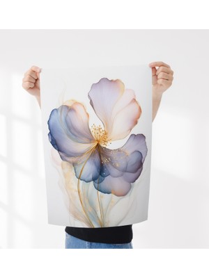 Çerçevesiz Poster , Ebruli Çiçek Posteri, Dijital Baskı Çiçek Poster , Ofis, Salon Dekorasyon Poster