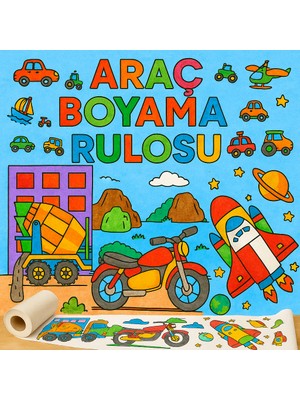 Haydi Dekor Araçları Tanıyorum ve Boyuyorum Boyama Rulosu – 30X500 cm | Eğitici Dev Rulo Boyama Kağıdı | Okul Öncesi Aktivite – Çocuklar Için Ulaşım Araçları Temalı