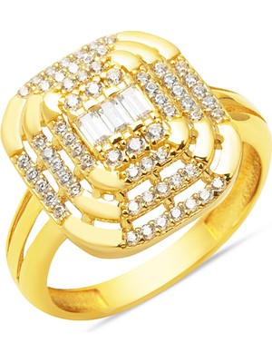 Piramit Baget Yüzük 14 Ayar Altın