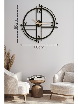 Metalium Concept Dekoratif Siyah Sessiz Metal Duvar Saati 60X60CM [2360-60x60]