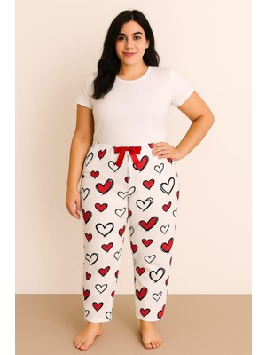 Kadın Büyük Beden Desenli Milan Tek Alt Ekru