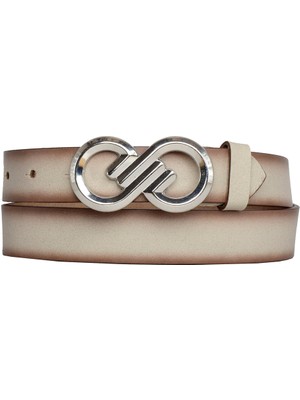 %100 Hakiki Deri, Gümüş Tokalı 3 cm Vizon Kadın Kemeri; Elbise, Pantolon Kemeri=3cm-Kdn-44