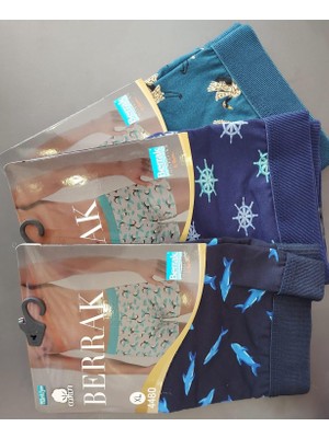 Berrak 4480 Erkek Penye Desenli Likralı Boxer 3 Adet