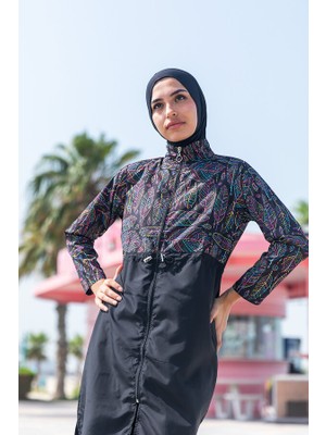 Remsa Mayo Kadın Paraşüt Tam Kapalı Yaprak Tema 2115 Hülya Üst Fermuarlı ve Bol Paça Pantolon