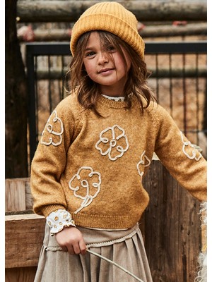 Mayoral Hardal Kız Çocuk Çiçek Aplikeli Kazak 4308