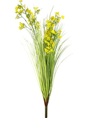 Yapay Sarı Çiçekli Grass Demeti Yeşil 75 cm